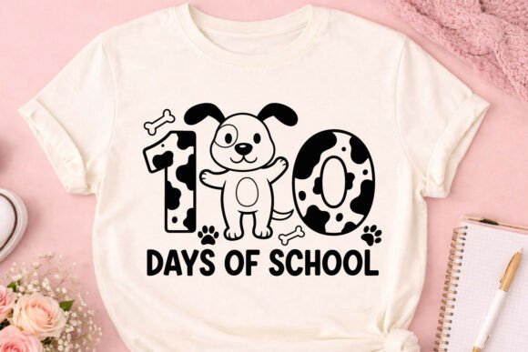 Adorable 100 Days of School Dog SVG for T-Shirts