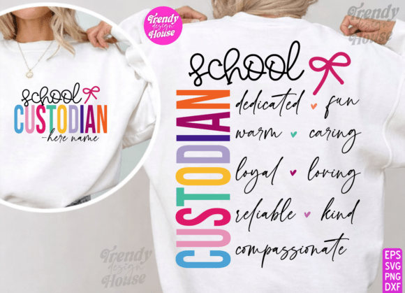 Custom School Custodian SVG PNG for Embroidery