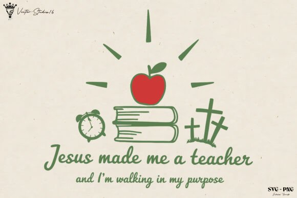 Inspiring Christian Teacher Jesus SVG PNG for Embroidery