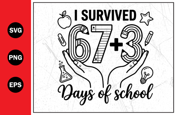 Survived Days School Student Embroidery Design