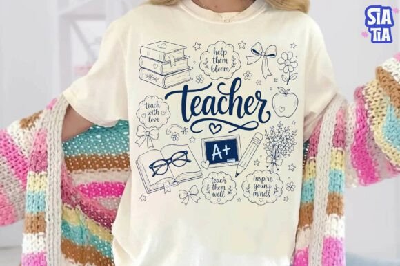Teacher Doodle SVG PNG Clipart Design Review
